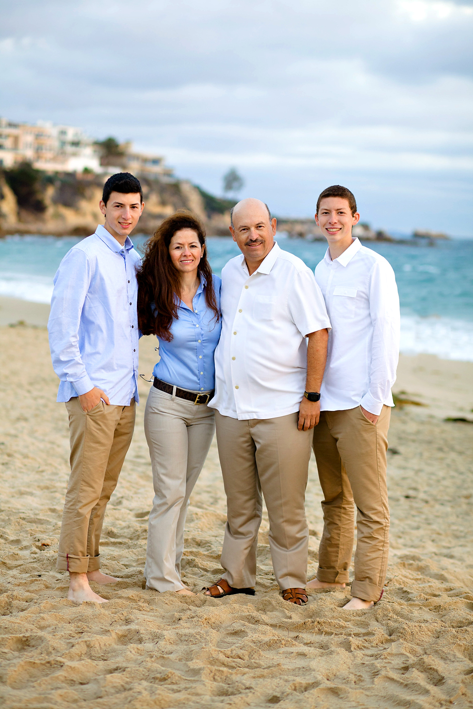 family holiday portraits at the beach